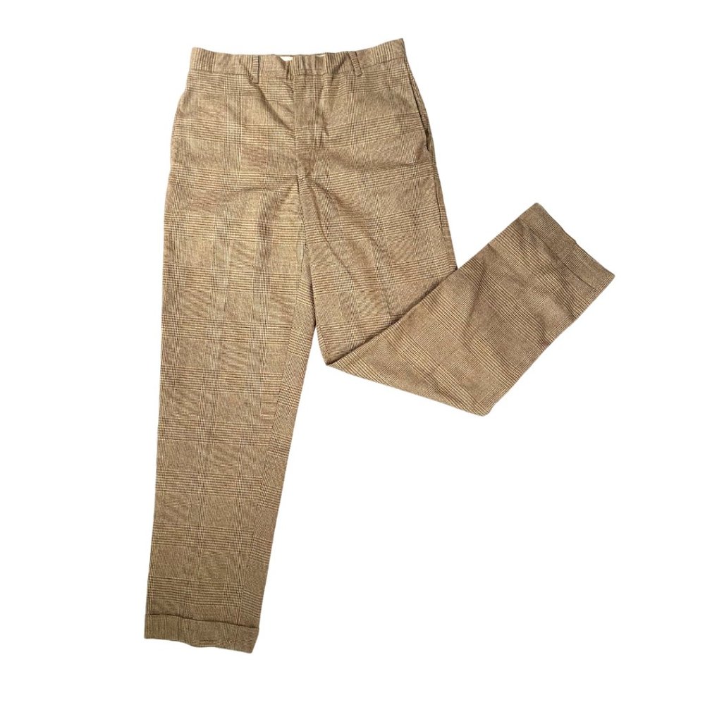 Vintage High-Waisted Brown Plaid Pants